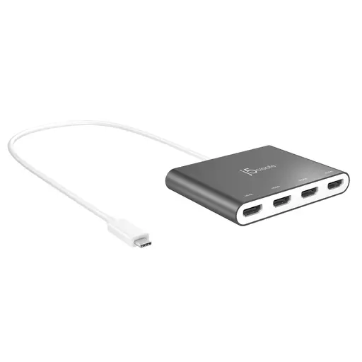 j5create JCA366-N USB-C™ to 4-Port HDMI™ Multi-Monitor Adapter, Silver