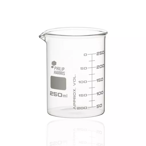 Philip Harris Glass Beaker - Squat Form - 250ml - Pack of 12