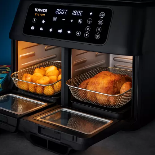 Tower Vizion Air Fryer with Roast Chicken and Potatoes