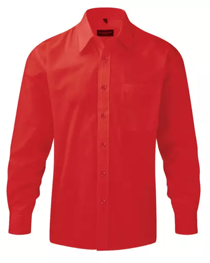 Men's Long Sleeve Polycotton Easy Care Poplin Shirt