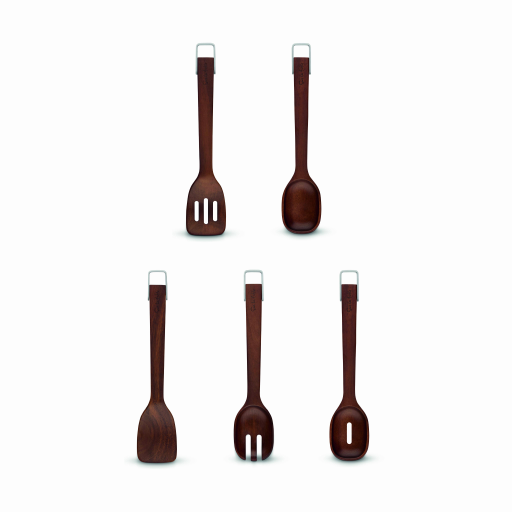 Surlatable Walnut Sur La Table Set Of 5 Wooden Utensils