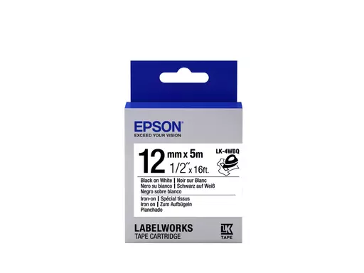 Epson C53S654024/LK-4WBQ DirectLabel-etikettes black on white 12mm x 5m for Epson LabelWorks 4-18mm/36mm/6-12mm/6-18mm/6-24mm