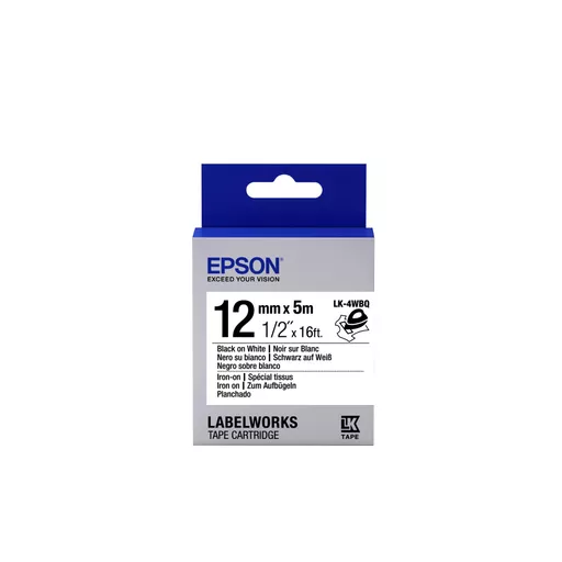 Epson C53S654024/LK-4WBQ DirectLabel-etikettes black on white 12mm x 5m for Epson LabelWorks 4-18mm/36mm/6-12mm/6-18mm/6-24mm