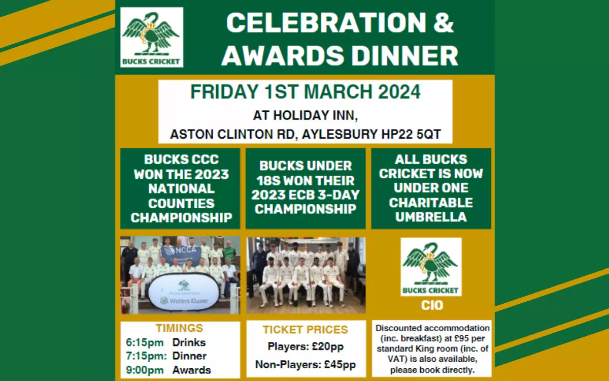 BUCKS CRICKET: CELEBRATION & AWARDS DINNER