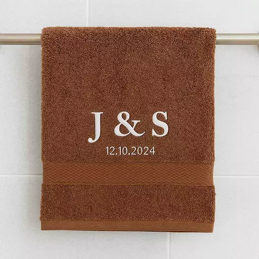 Personalised Initials & Date Couple Embroidered Towels
