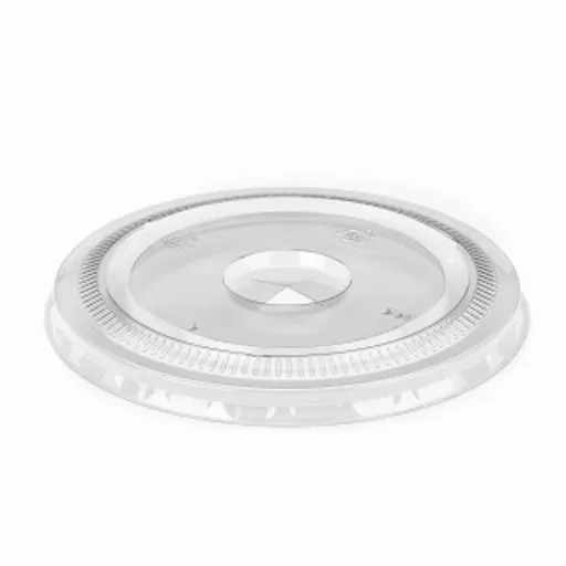 12OZ CLEAR RPET FLAT COLD CUP LID WITH STRAW SLOT - (1X1000)