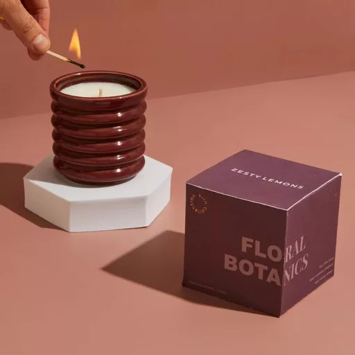 Contemporary Burgundy Kiln Votive Candle– Floral Botanics