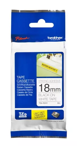 Brother TZE-S241 DirectLabel black on white extra strong Laminat 18mm x 8m for Brother P-Touch TZ 3.5-18mm/36mm/6-18mm/6-24mm/6-36mm