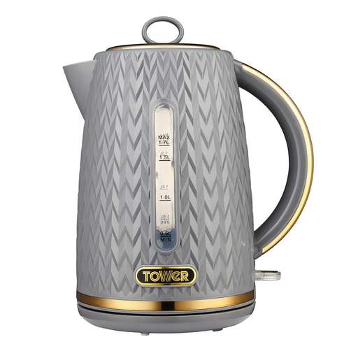 Tower Empire 3KW 1.7L Kettle with Brass Accents Grey