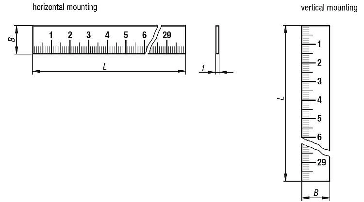 Scale Self Adhesive. 700mm Length. Zero Point Left. Horizontal. Aluminium.