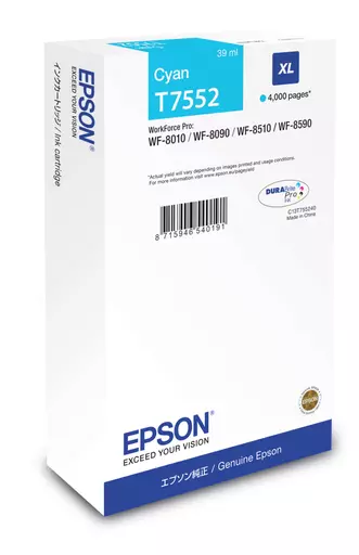 Epson C13T755240/T7552 Ink cartridge cyan, 4K pages 39ml for Epson WF 6530/8090/8510