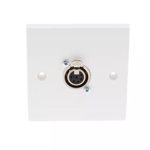 White Single Gang  6-Pole Female XLR Wall Plate