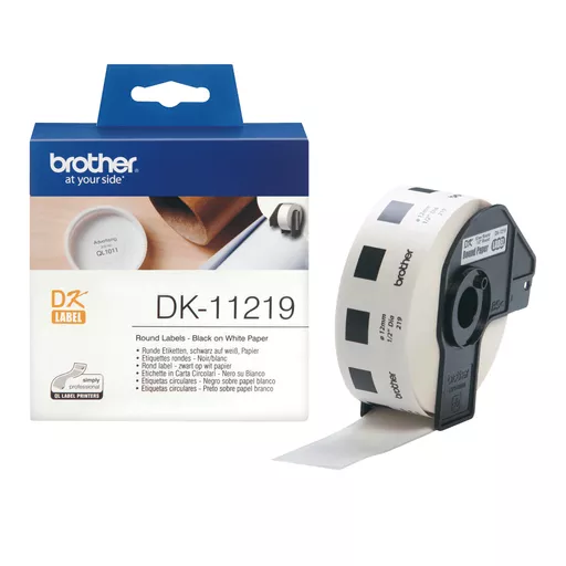 Brother DK-11219 DirectLabel Etikettes round 12mm 1200 for Brother P-Touch QL/700/800/QL 12-102mm/QL 12-103.6mm