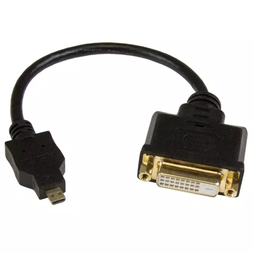 StarTech.com Micro HDMI to DVI Adapter - Micro HDMI to DVI Converter - Micro HDMI Type-D Device to DVI-D Single Link Monitor/Display/Projector - Durable - Male/Female - 8in (20cm) Cable