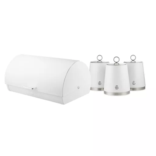 Swan Serenity Set of 3 Canisters & Bread Bin Bundle