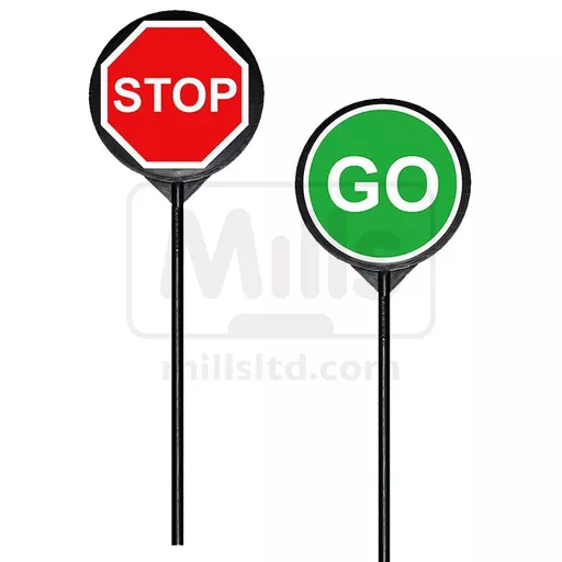 Reversible Stop Go Circular Handheld Road Sign 600mm