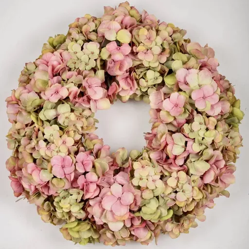 Pink & Green White Hydrangea Wreath, Large