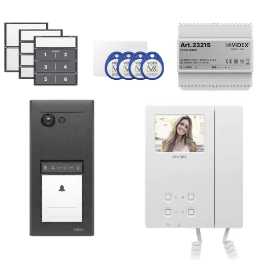 VIDEX ERA23VB Series Entry Panel Video Kit With 3.5 Inch Video Phone(6286) PSU (2321S) & Proximity Card/Fobs (955MF) ERAKIT23B6286