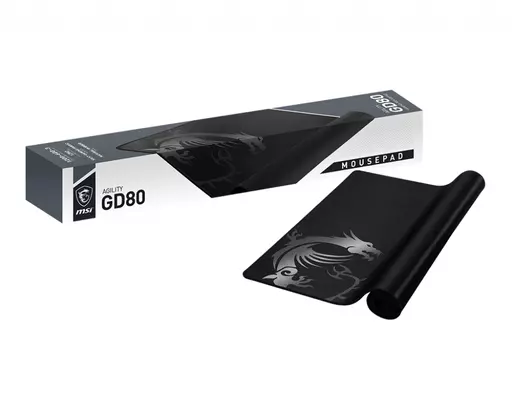 MSI AGILITY GD80 Gaming Mousepad '1200mm x 600mm, Soft touch silk surface, Iconic dragon design, Anti-slip and shock-absorbing rubber base, Reinforced stitched edges'