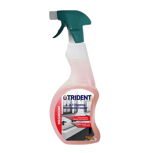Trident Pro 4 in 1 Foaming Washroom Cleaner, 750ml Trigger Spray
