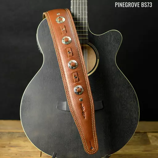 BS73 Western Guitar Strap - Saddle Tan & Silver