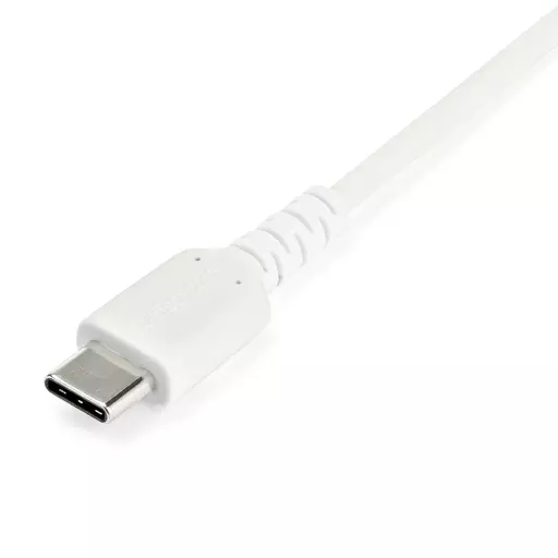 StarTech.com 1m USB A to USB C Charging Cable - Durable Fast Charge & Sync USB 2.0 to USB Type C Data Cord - Rugged TPE Jacket Aramid Fiber M/M 3A White - Samsung S10, iPad Pro, Pixel