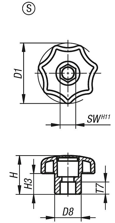 Star Grip. SW = 10mm. 40mm Grip Diameter.