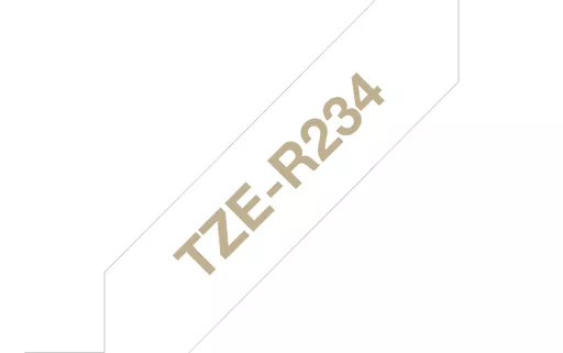 Brother TZE-R234 DirectLabel gold on white non adhesive textil 12mm x 4m for Brother P-Touch TZ 3.5-18mm/6-12mm/6-18mm/6-24mm/6-36mm