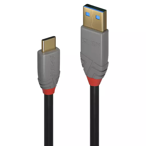 Lindy 0.5m USB 3.2 Type A to C Cable, 5A PD, Anthra Line