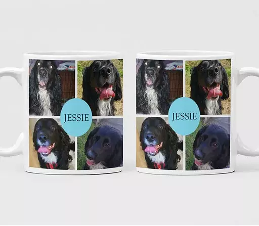 Custom photo collage pet mug with your pet's name and adorable pictures