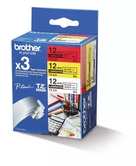 Brother TZE-31M3 DirectLabel multi pack TZE-231/431/631 12mm x 8m Pack=3 for Brother P-Touch TZ 3.5-18mm/6-12mm/6-18mm/6-24mm/6-36mm