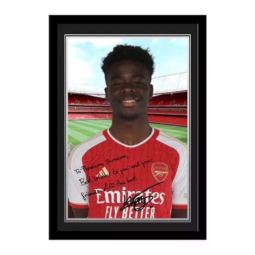 Arsenal FC Saka Autograph Photo Framed