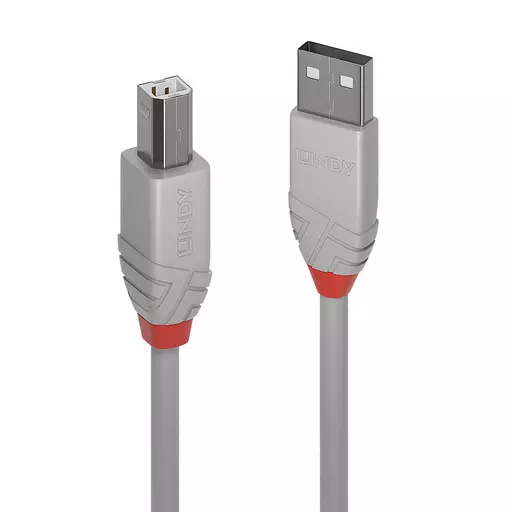 Lindy 2m USB 2.0 Type A to B Cable, Anthra Line, grey