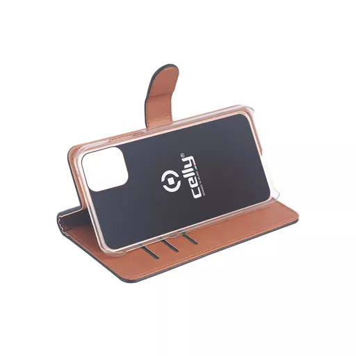 Celly Wally mobile phone case 13.7 cm (5.4") Folio Black, Brown