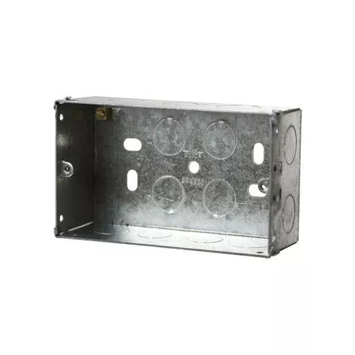 Double Gang Galvanised Steel Knockout Back Box, 47mm Deep
