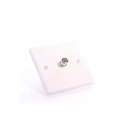 White Single Gang TV Solder Wall Plate
