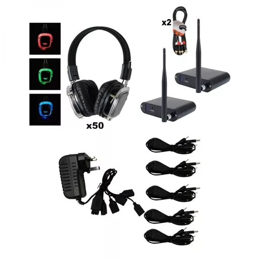 Silent Disco Pack x50 Headphones & 2x Transmitter Bundle