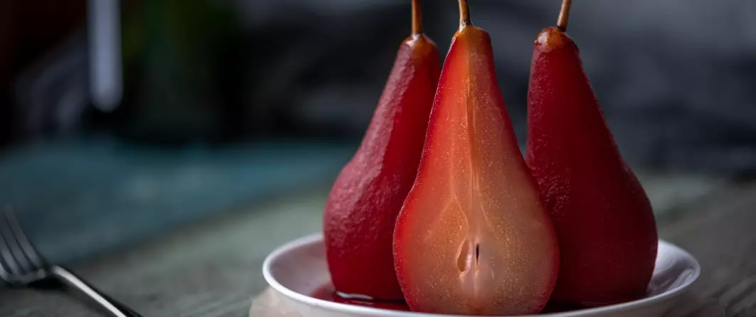 Air Fryer Mulled Wine Poached Pears
