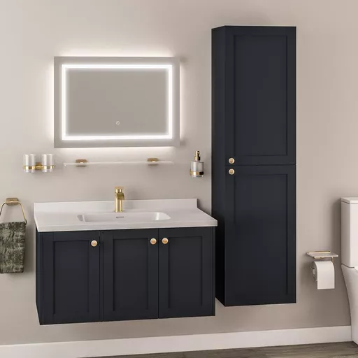 Hardwick 150cm Tall Wall Hung Unit, 2 door - Matt Anthracite