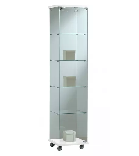 White Tower Showcase - Full Glass Display Cabinet with Lights 40cm x 40cm x 180cm