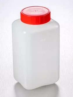 Bottles, 1L, Square HDPE Graduated, Red Cap