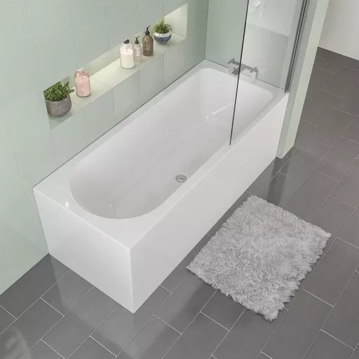 Biscay 1700 x 700 x 440mm Right Hand (RH) Straight Beauforte Shower Bath - White