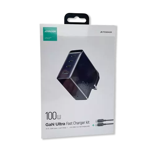 Joyroom - TCG04 100W 3C1A Fast Charger Plug (Black) - Plus 100W USB-C to USB-C 1.2M Cable (Black)