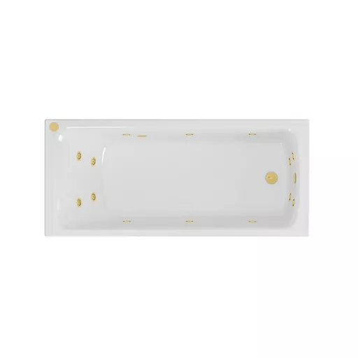 Portland 1700 x 700 x 440mm Single Ended (SE) 14 Jet Beauforte Whirlpool Bath - Brushed Brass