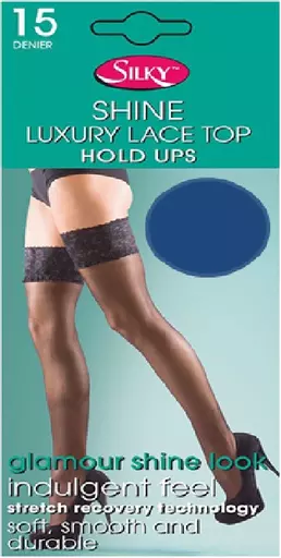 Sexy Blue Lace Top Hold Up Stockings