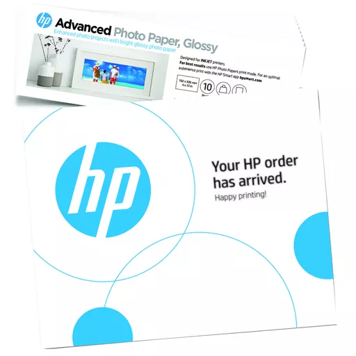 HP Advanced Photo Paper, Glossy, 65 lb, 4 x 12 in. (101 x 305 mm), 10 sheets