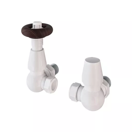Corner Traditional TRV with Lockshield 15mm Gloss White