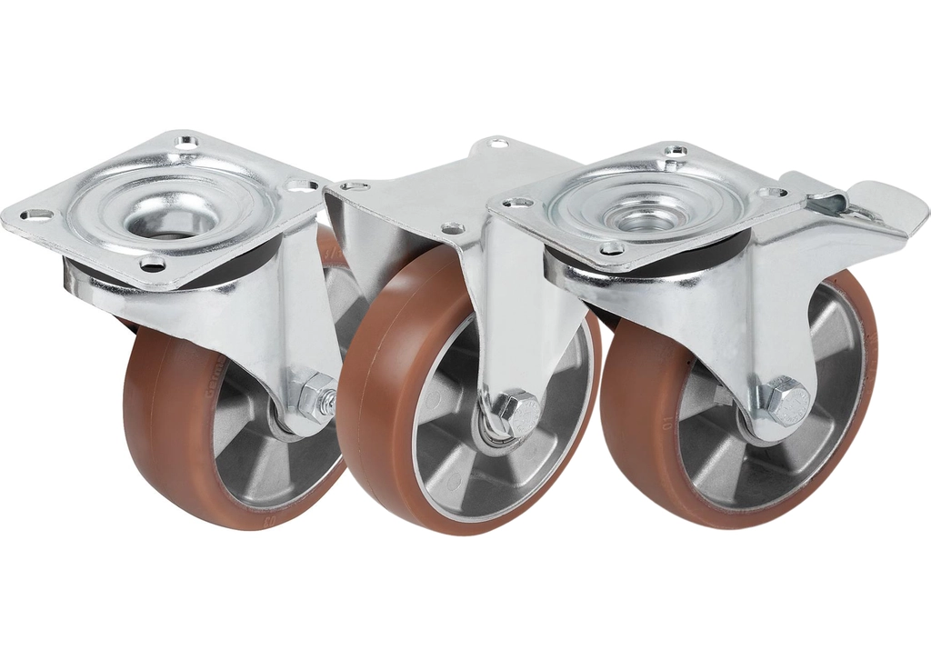 K1788 - Heavy Duty Steel Plate Swivel & Fixed Castors With Polyurethane Elastomer Tread