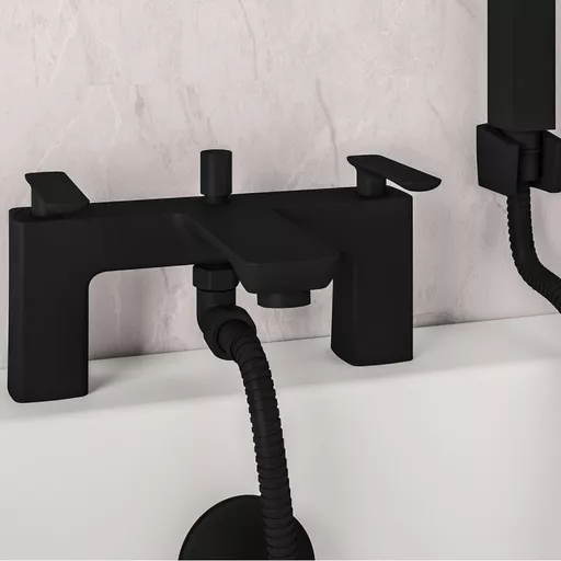 Helston Bath Shower Mixer Tap (BSM) with Handset in Black