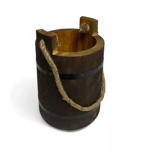 Wooden Viking Bucket with Rope Handle